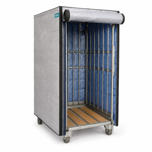 Wiederverwendbare Thermohaube für Rollcontainer 85 x 70 x 155 cm mit Klapptür